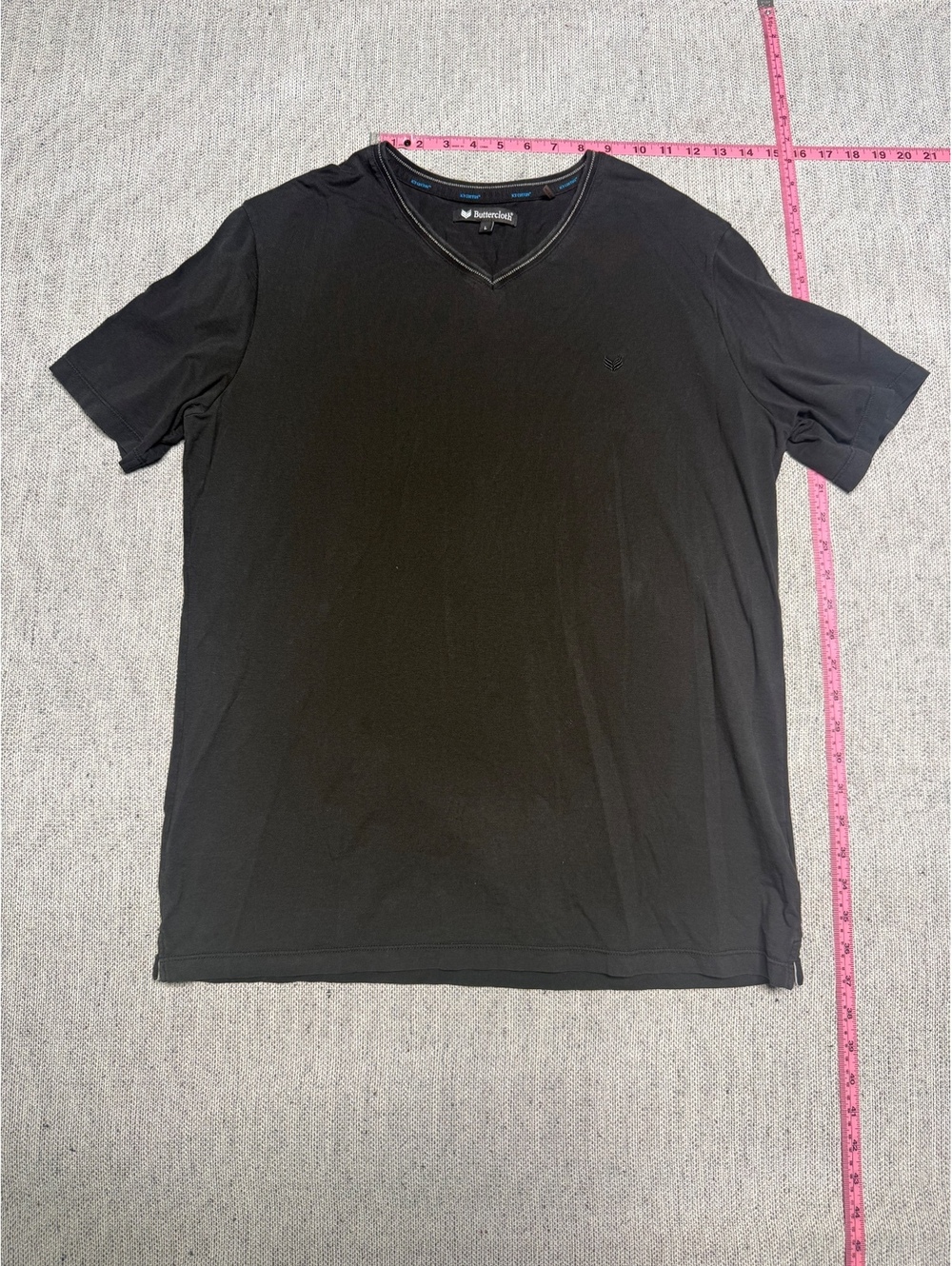 Buttercloth Men's Black V-Neck T-Shirt Large